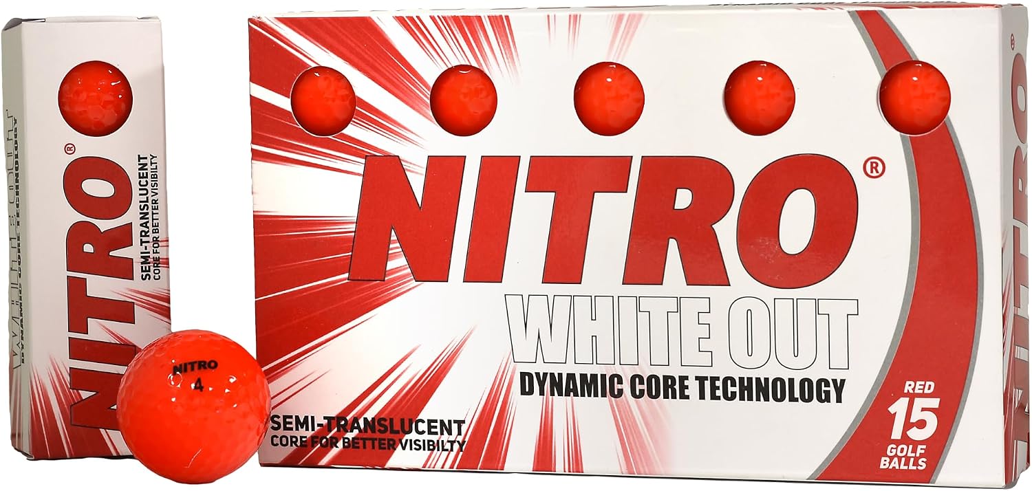 NITRO White Out Golf Balls 15pk Red
