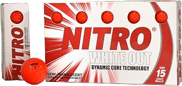NITRO White Out Golf Balls 15pk Red