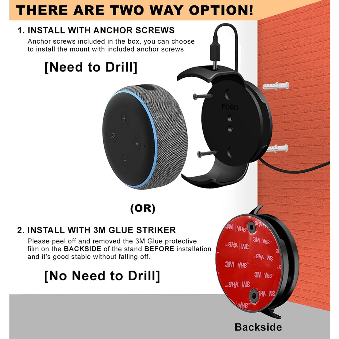 Foso Wall Mount For Alexa Echo Dot 3rd Gen Bracket Desertcart