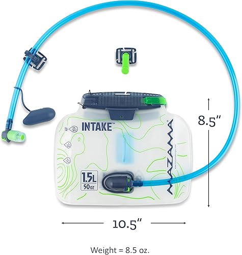 Miniatura 3 de Mazama Depósito de hidratación de agua de admisión de 1.5 litros, fácil de llenar y a prueba de fugas con válvula de mordida GYZR, bolsa de agua