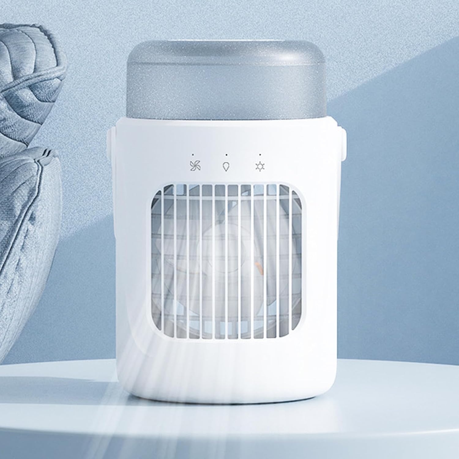 Portable Air Conditioner Fan, Mini Evaporative Air Cooler, 3 Wind Speeds, 7 Color LED Light, 6 Hour Timer, Evaporative Air Cooler, Desktop Spray Fan, Suitable for Bedrooms