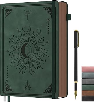 Smarpau B5 Notebook, Vintage Journal with Pen, Hardcover Leather Journals within 366 Pages 100gsm Thick Paper, Writing Journal for Business, Work, School and Travel Diary,19 x 25cm-Dark Green