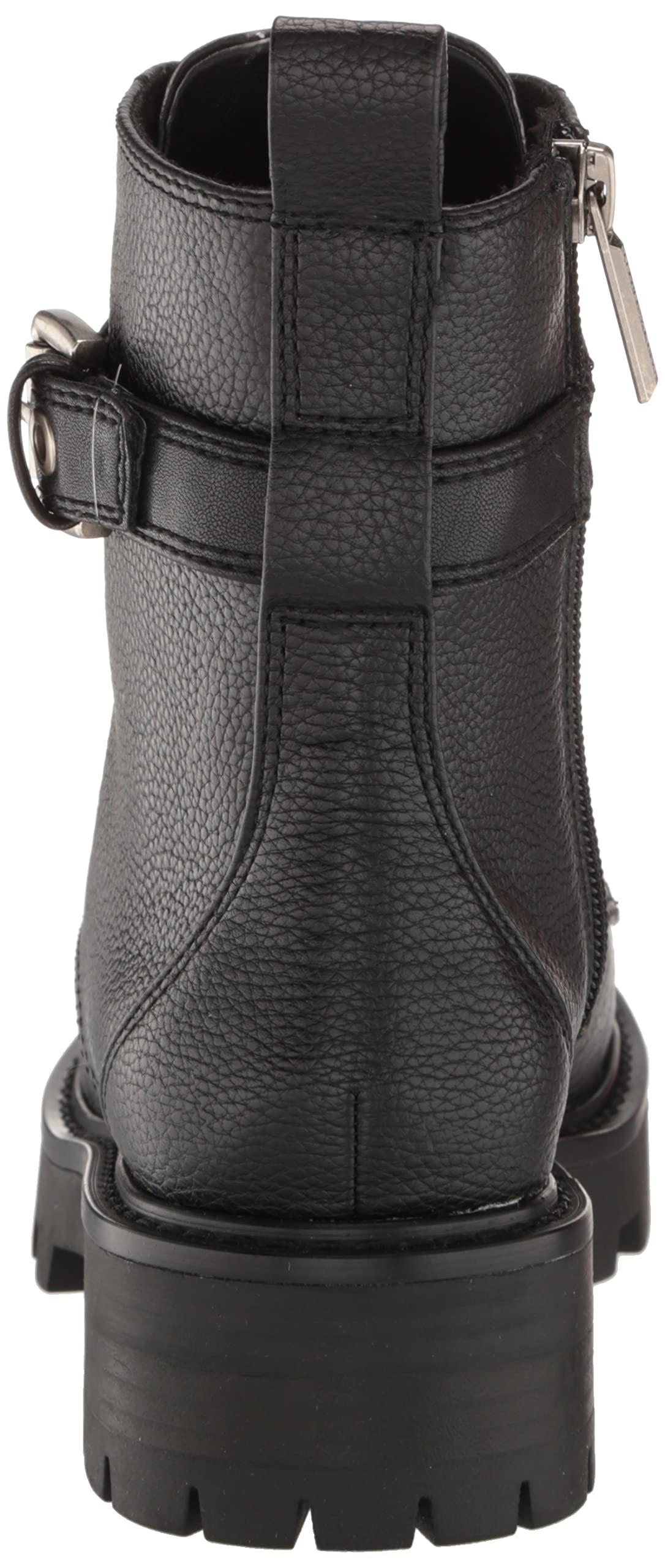 KARL LAGERFELD PARIS Women's Lug-Sole Maeva Combat Boot with A Crystal Detailed Fashion, Black, 8