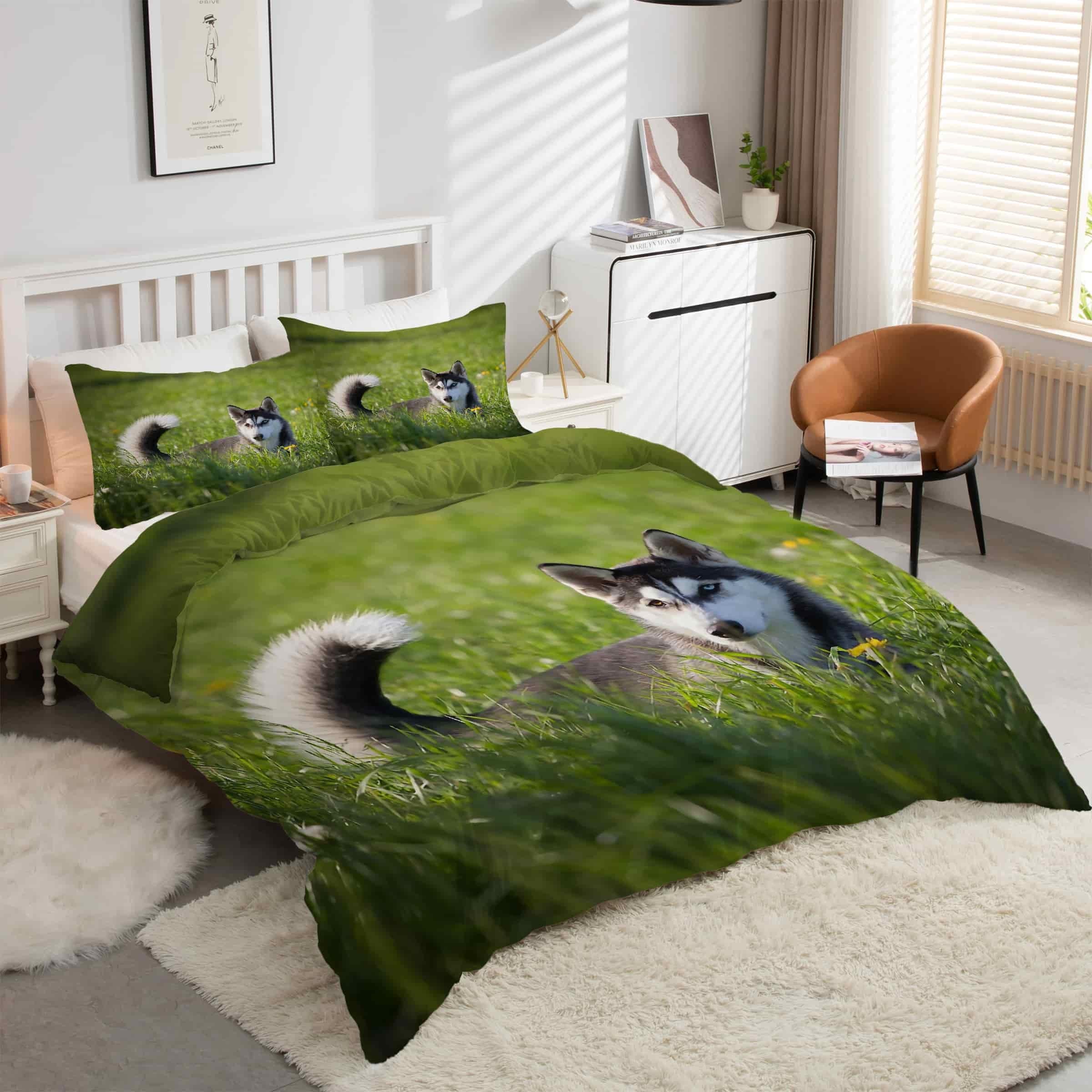 Housse de couette 240x260 Husky en microfibre douce : dites adieu au repassage fastidieux