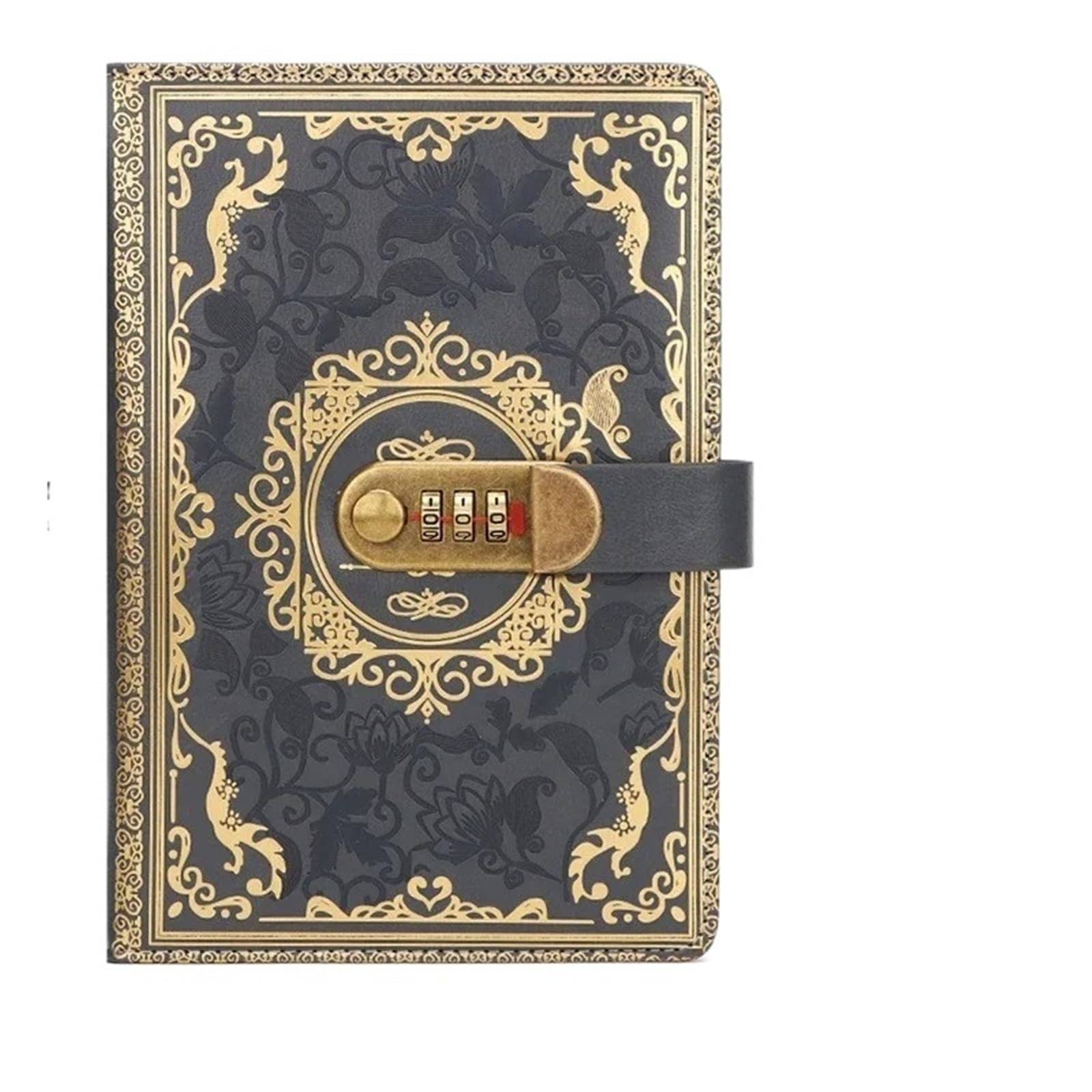 Diario Con Candado Diario Retro Digital con contraseña y cerradura A5, diario perfecto for hombres y mujeres, cerradura de combinación de cuero PU, privacidad for personas(A5-Grey)