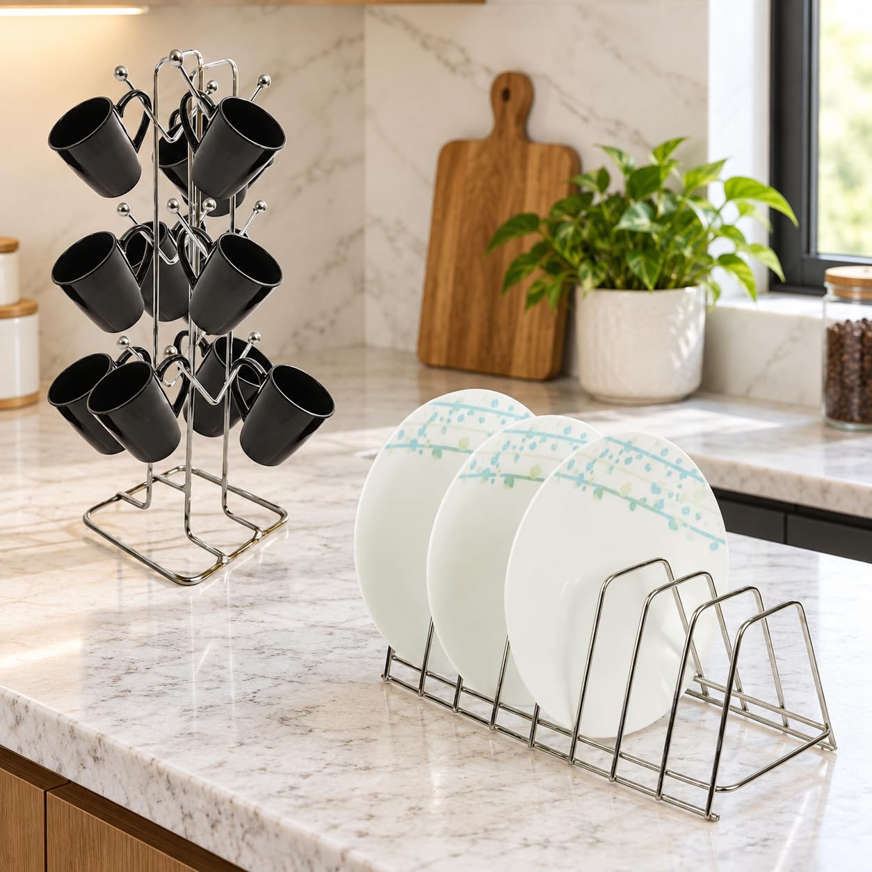 Steeliness Steel Dish Rack Plate Stand For 6 Layer Table Stand, Plates Holder Kitchen, Kitchen Rack, Stainless (Pack Of One, Nhspcountertop, Floating Shelves) — Amazon image 6