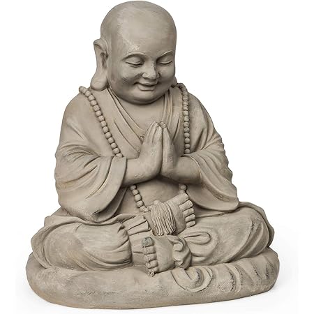Blumfeldt Anjali Statue Jardin Bouddha Exterieur Interieur Fibrociment Robuste Protection Uv Et Gel Resistante Aux Intemperies Antichoc Atmosphere Spirituelle Stable Gris Amazon Fr Jardin