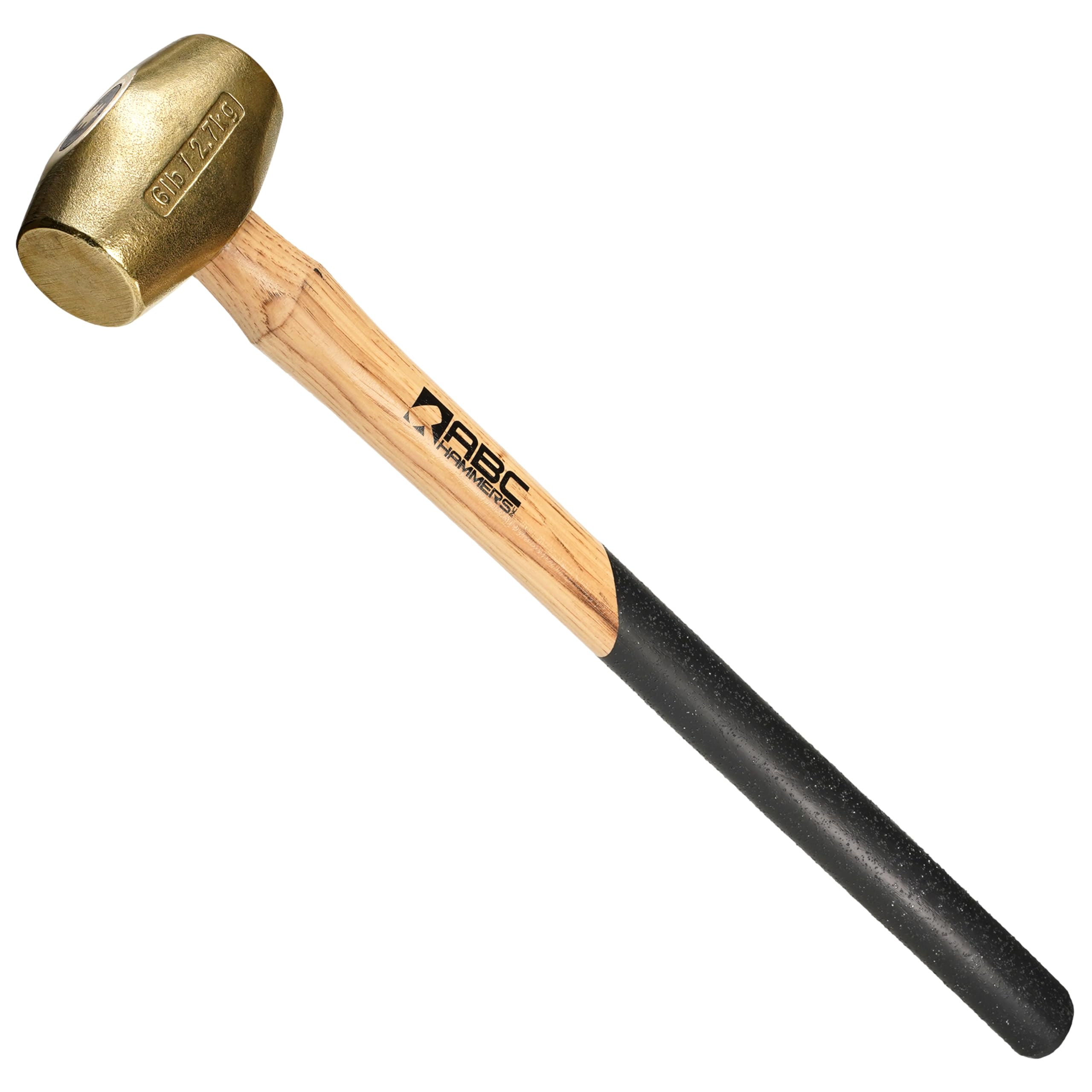 ABC HAMMERS Brass Sledge Hammer - 6 lb. USA Made Non-Sparking Hammer with 24" Wood Handle & Double Faced Head - ABC6BWS
