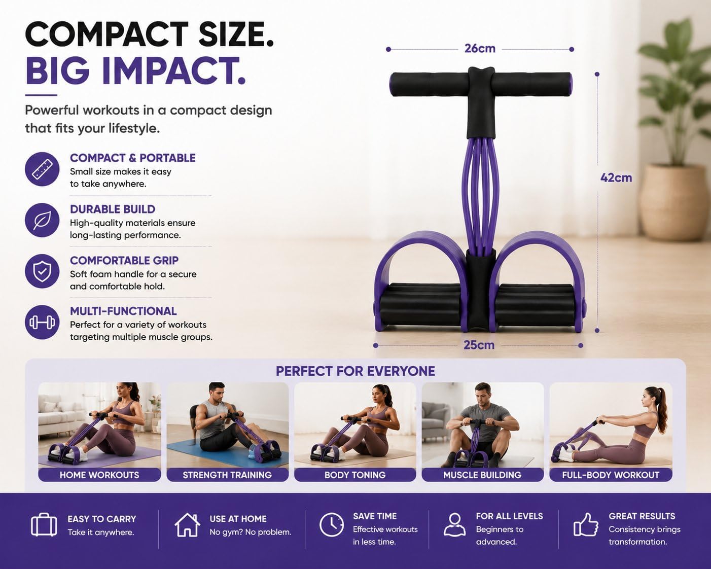 Pedal Resistance Bands with Handles, 6-Tube Exercise Resistance Bands with Foot Pedals, Natural Rubber Workout Bands for Arms, Legs, Abs, Waist, Pilates & Full Body Home Workouts
