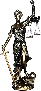 12 in Goddess of Justice Lady Justice Statue for Home DÃ©cor Office Bookshelf Ldeal Gift for Friends Who Long for Fairness and Justice Sculpture, Bronze