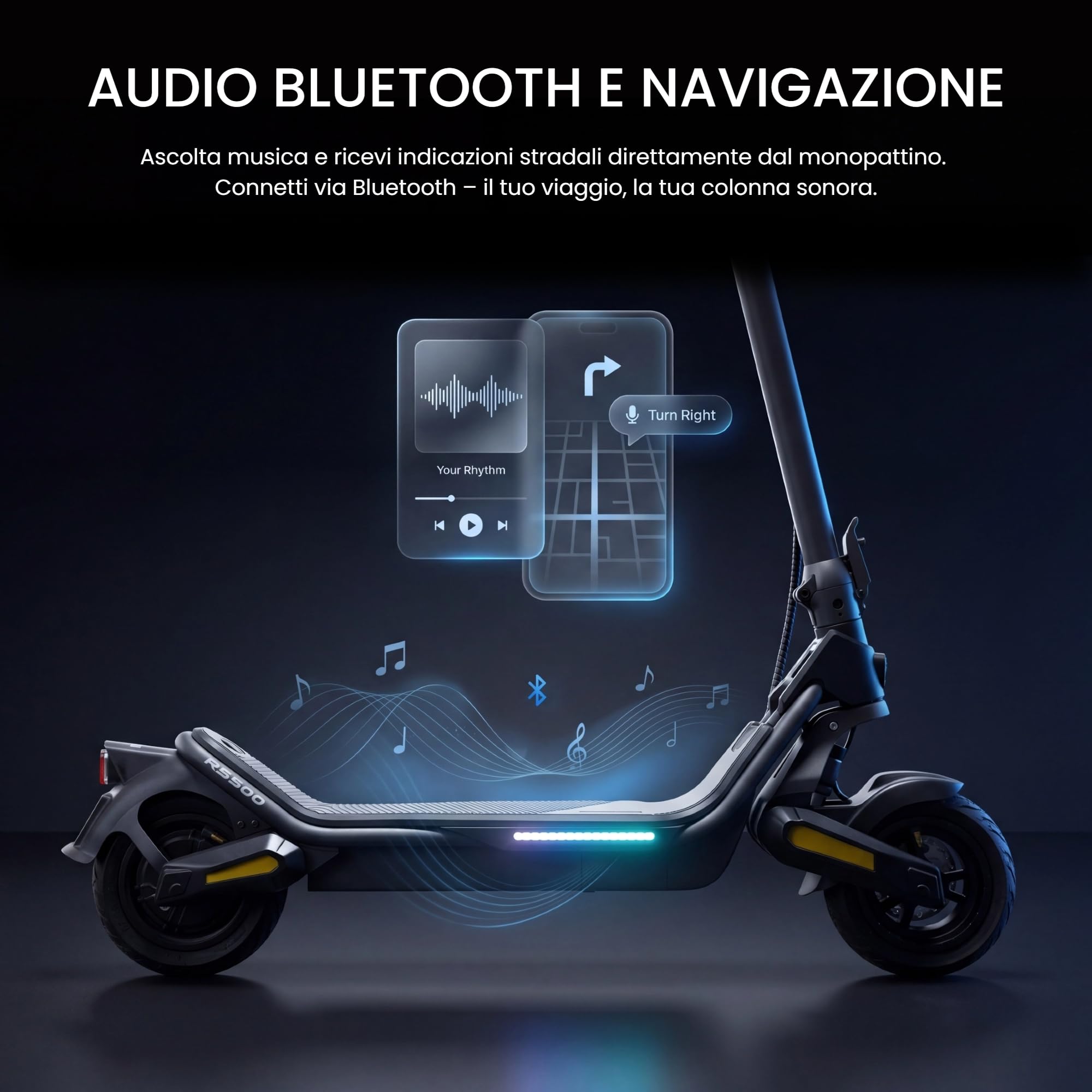 Monopattino Elettrico per Adulti con Sensore di Impronta Digitale, Autonomia 85 km, Pneumatici Tubeless 10,5 Pollici, TCS Controllo di Trazione