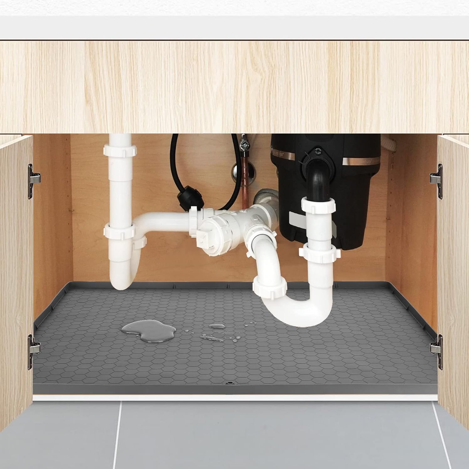 Under Sink Mat for Kitchen, 28" x 22" Silicone Waterproof