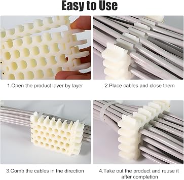 9mm/0.35in Network Cable Comb Organizer Panel - 6x6 Holes for CAT5/6/7/8 Ethernet Cord Management, Data Center Server Rack Wire Dresser Bundler Tool(6x6 Holes)