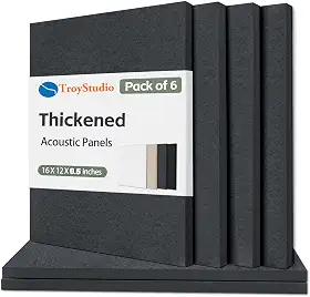 TroyStudio Painel acústico – 400 x 300 x 12 mm, pacote com 6 painéis densos de absorção de som e isolamento de som, paredes e teto, tratamento acústico de feltro para home theater, estúdio de gravação, escritório