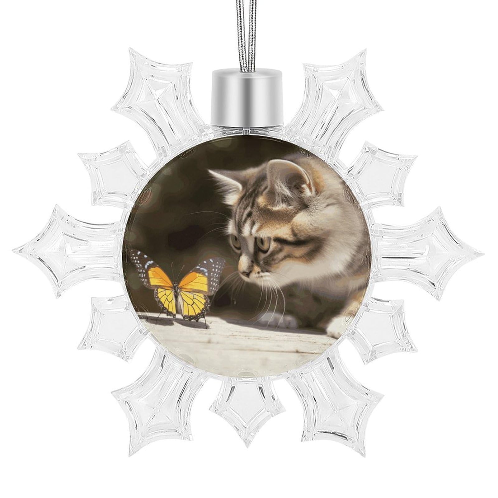 Cat and Butterfly Snowflake Ornaments Cute Snowflake Pendant Exquisite Christmas Tree Ornaments for Christmas Weddings New Year Birthday Holiday Celebration
