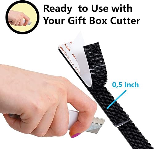 Miniatura 2 de CANOPUS SJ3550 250 - Cinta de bloqueo con cierre de gancho y bucle, color negro para colgar imágenes, letreros y pantallas, controles remotos,