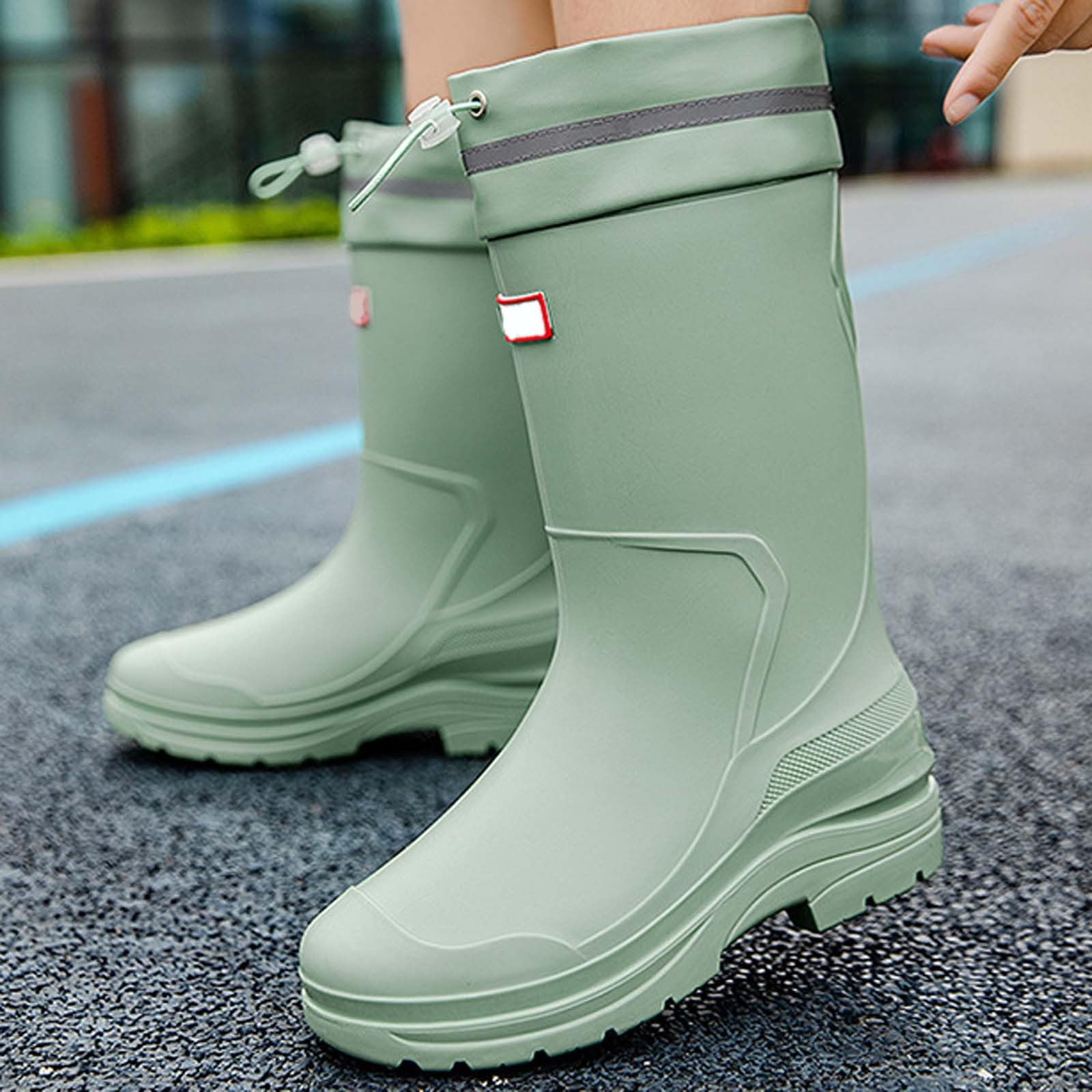Generisch Modische Mittelhohe Regenstiefel Mit Stulpen: Ganzjahres-Gummistiefel Für Outdoor Arbeit