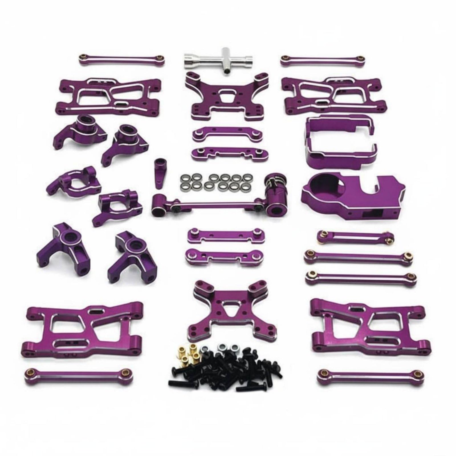 Modellauto RC Metall Upgrade Pack Chassis Und Teile Aluminium 6061 Aufhäng Schwingen Präzise Passform für Bessere Spurtreue für Sammler Trainingsläufe Vereinsbahn, Lila