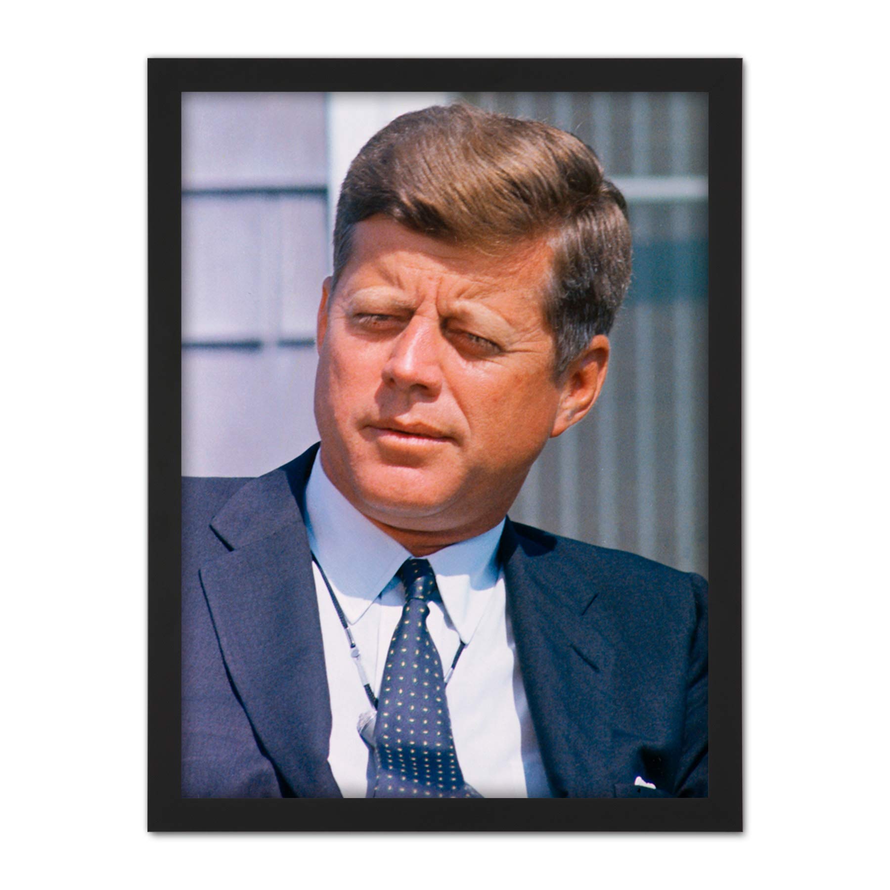 President JFK Kennedy Cronkite Interview Photo Artwork Framed Wall Art Print 18X24 Inch