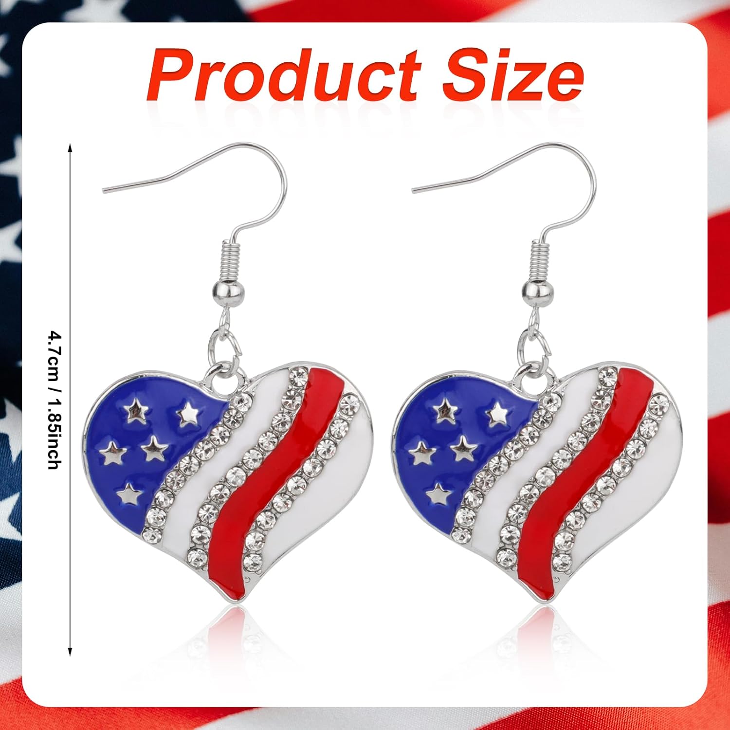 American Flag Earrings - Red, White & Blue Patriotic Earrings for Women & Girls - Independence Day Accessories - Image 2