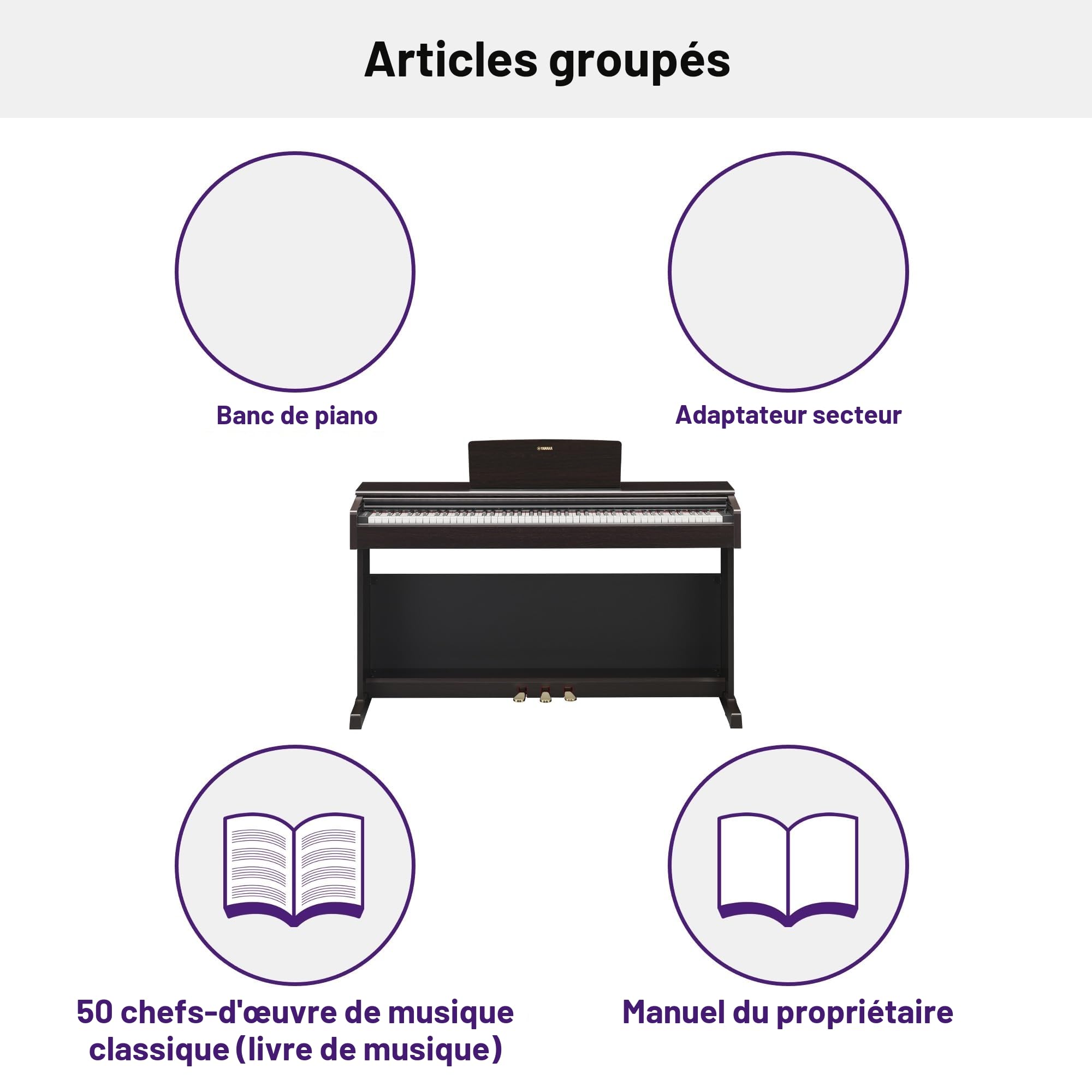 Yamaha ARIUS YDP-145 Piano Numérique - Piano d'Intérieur Moderne et meuble pour Amateurs, Jouabilité de Piano Acoustique Authentique, en Bois de Rose