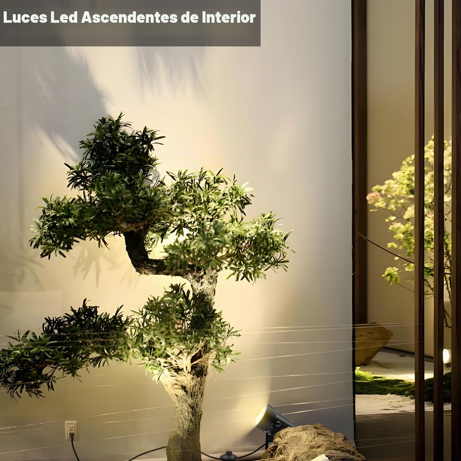 3W Foco LED interiores blanco cálido COB Con pica de tierra interruptor manual Foco para plantas de interior 3000K 300LM IP20 con cable de 1,8m con enchufe para Paisaje, Árboles, Plantas, Césped