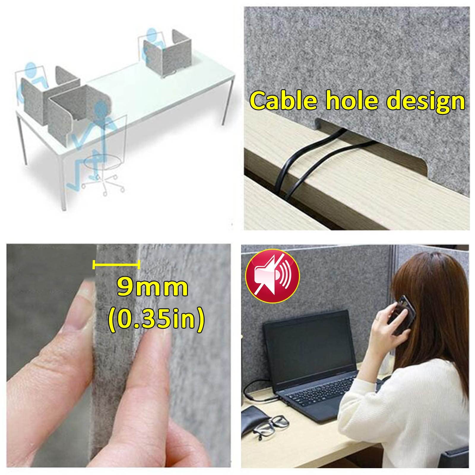 Cloison de séparation acoustique pour bureau. Cloison de séparation insonorisée réduisant le bruit et les distractions visuelles. Écran de confidentialité autonome pour bureaux. Postes de travail idé