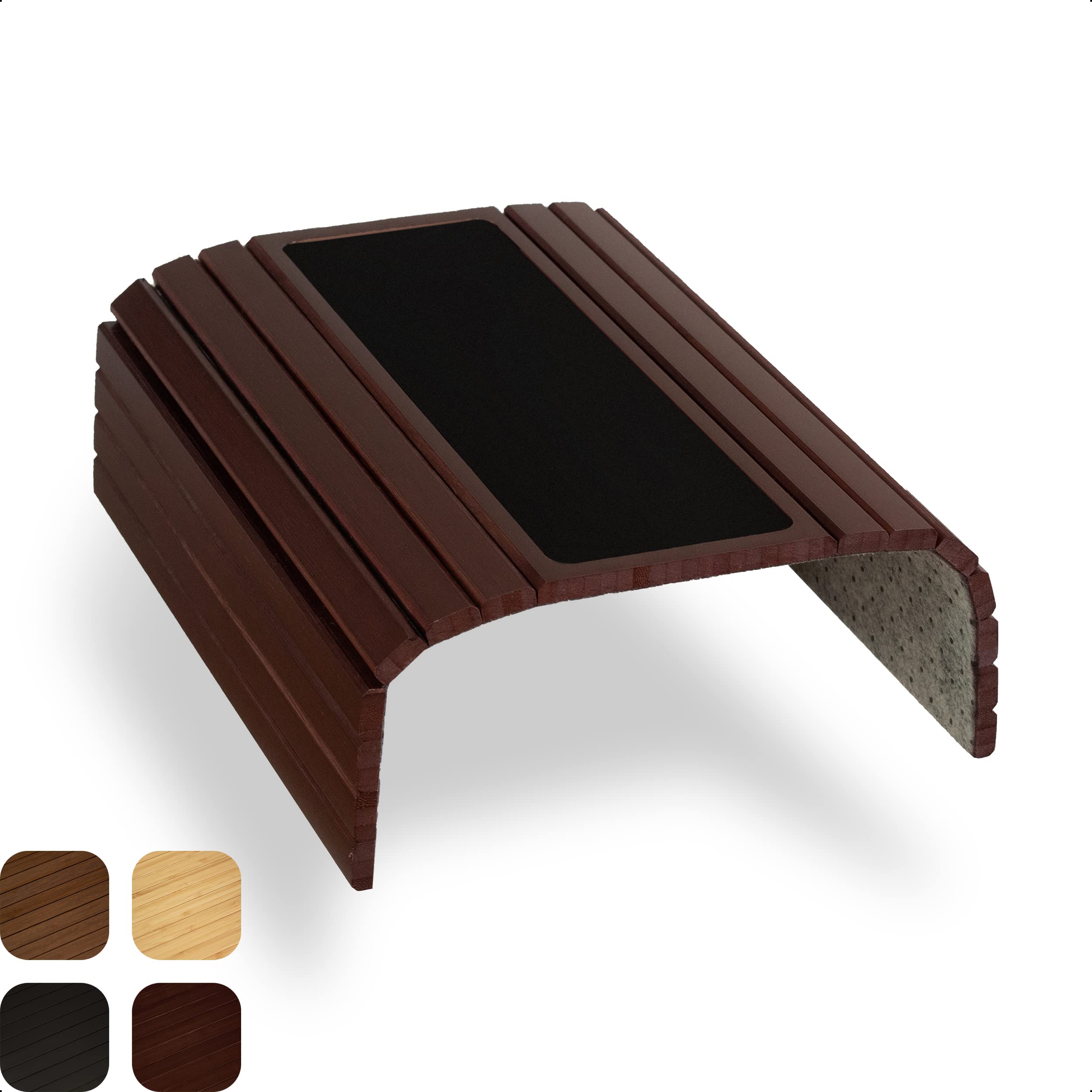 TukoArmrest Tray Bench Flexible Bamboo with Non-Slip - Sofa and Chair Beverage Holder and Mouse Pad - Wooden Bench Table and Organizer for Sofa Railing and Seat and Sofa with Non-Slip (Cherry Brown)