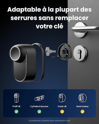 SwitchBot Serrure Ultra connectée WiFi avec Keypad Vision Pro, reconnaissance faciale 3D & veines de la paume, déverrouillage sans contact, compatible cylindre européen, Matter, Alexa, Google, IFTTT - 2