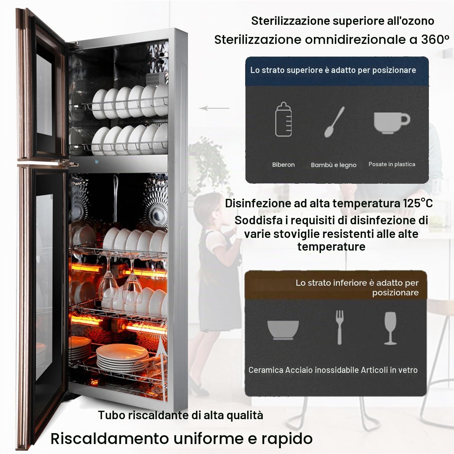 Commerciale Singola Doppia Porta Asciugapiatti Professionale Cucchiaio E Forchetta Sterilizzatore Disinfezione Armadio,Prendersi Cura Salute,Iniziare Con Stoviglie Pulite,42 * 36.5 * 129cm