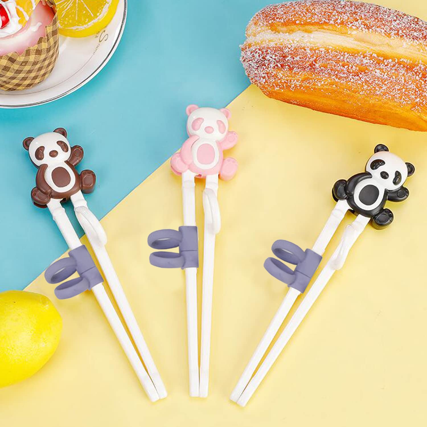 Training Chopsticks 3 Pairs for Kids Cute Animal Panda Shape Children Learning Chopsticks helper Non-slippery Reusable and Dishwasher Safe (Panda) — Amazon image 6