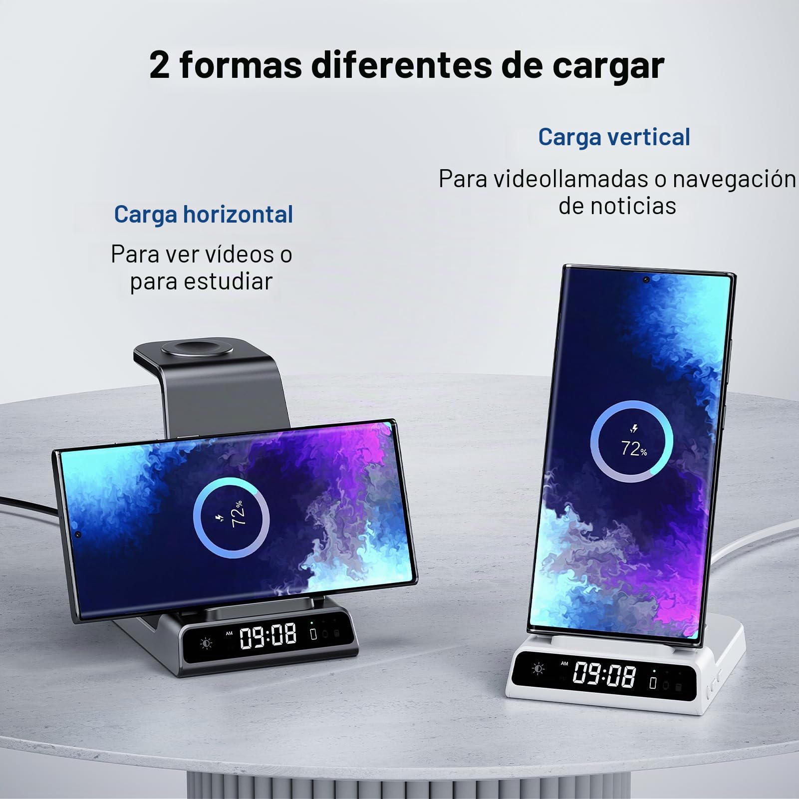 Cargador Inalámbrico para Samsung S26 Ultra, Estación de Carga Inalámbrica 3 en 1 para Galaxy S26+/S25 Ultra/S24/S23/Z Flip 7/Fold 6, Base de Carga para Galaxy Watch 8/Ultra/7/6, Buds 3 (No Adapter)
