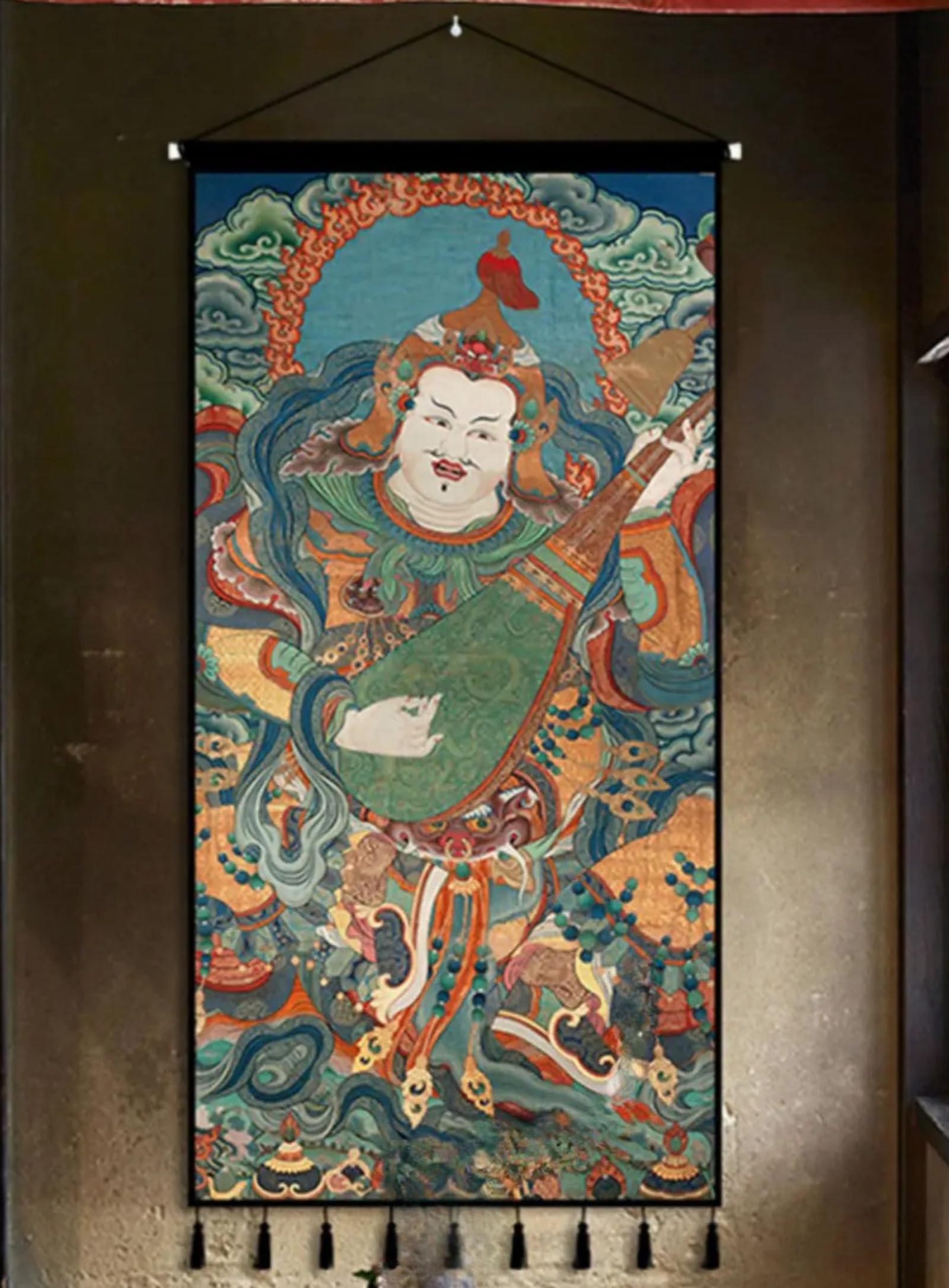 FENNYYAR Thangka - Decorazione da parete con statua tibetana di Buddha Thangka, 100 cm