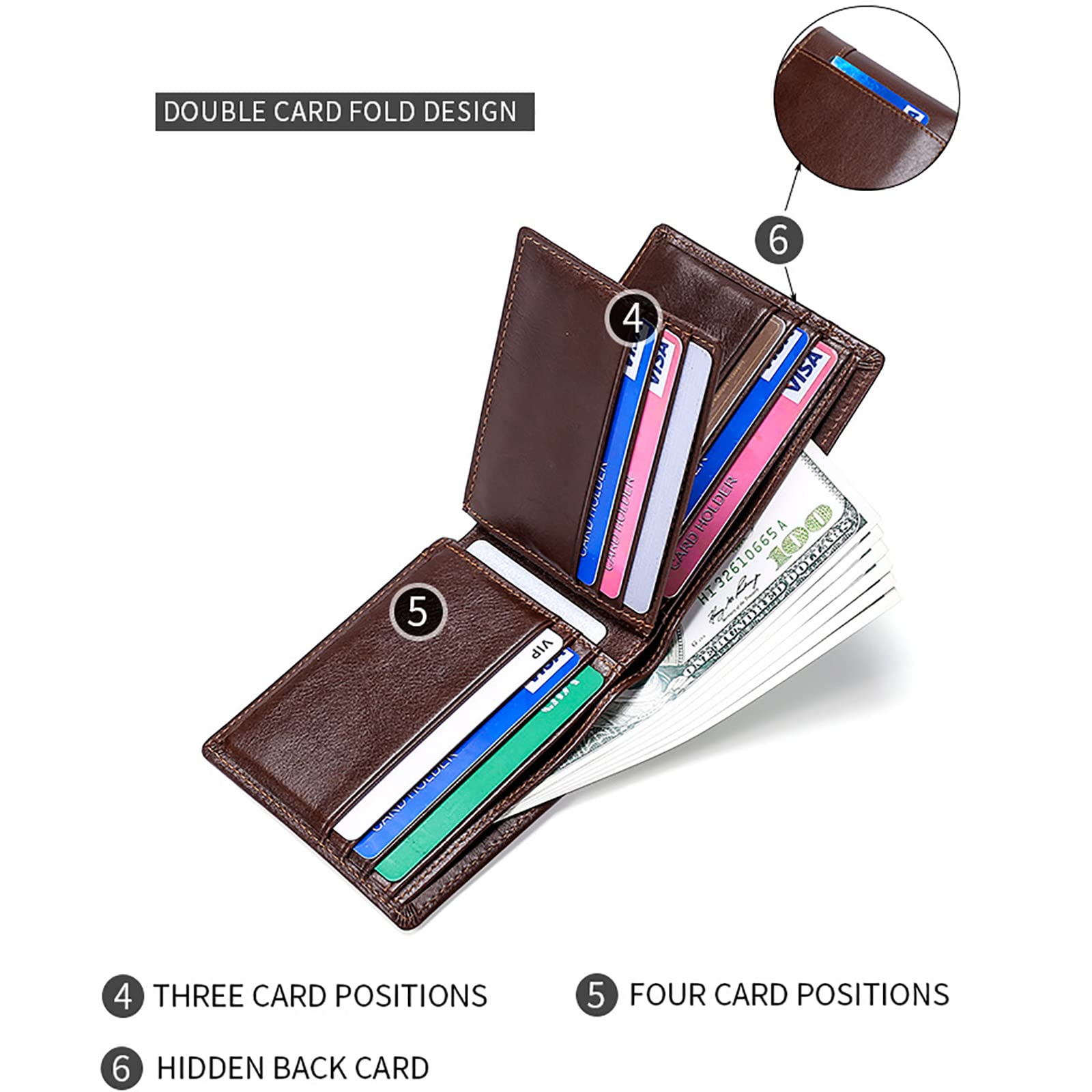 Portafogli, Portafoglio da Uomo con Blocco, 2 Scomparti for Banconote, 1 Finestra for Documenti d'identità, Porta Carte di Credito in Pelle(Unique Colour)