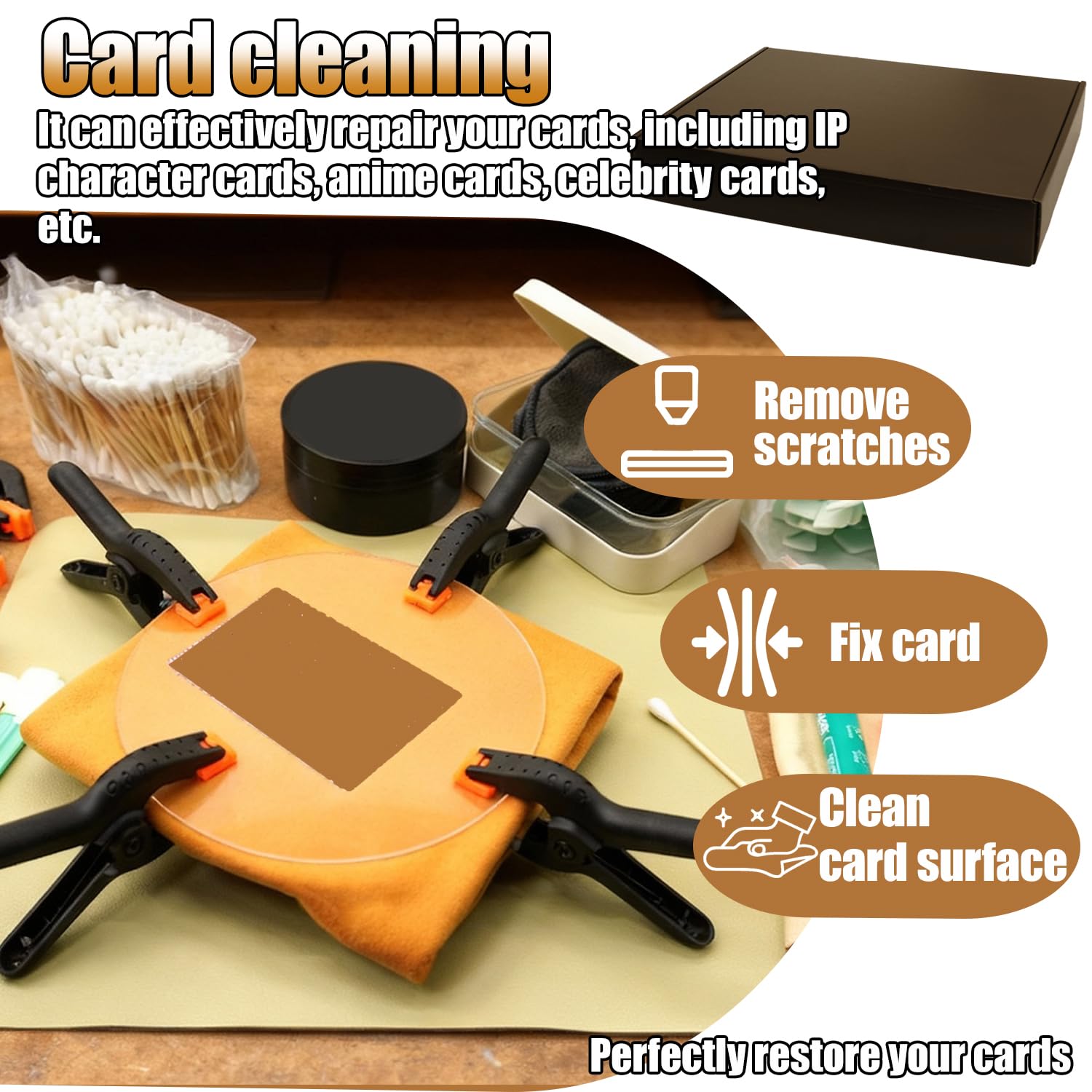 Kit de nettoyage de cartes 289 pièces pour restaurer et nettoyer tous les types de cartes à collectionner