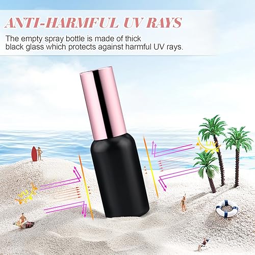 Miniatura 7 de Paquete de 6 botellas de spray de vidrio esmerilado negro de 1 onza, atomizador vacío de niebla fina, aceites esenciales, aerosoles corporales,