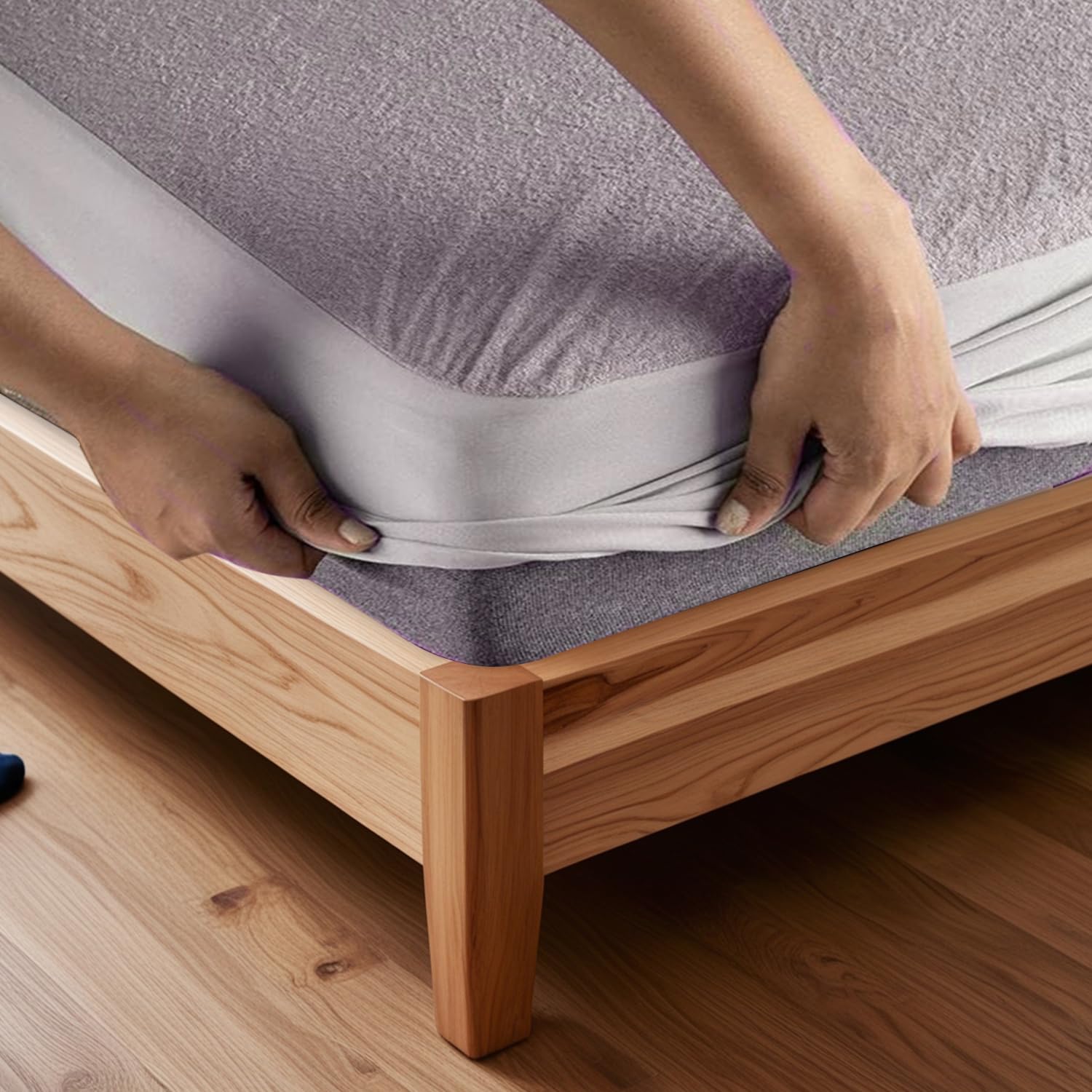 SITTELLA 100% Waterproof Premium Cotton Mattress Protector | Hypoallergenic, Breathable, and Ultra-Soft Fitted Bed Protector 78"x72" - King, Grey-image-13