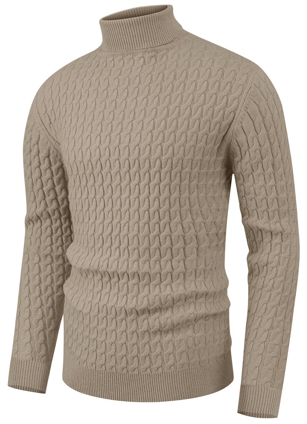 SailwindMen's Twisted Knitted Turtleneck Sweater Casual Soft Pullover Sweaters for Men