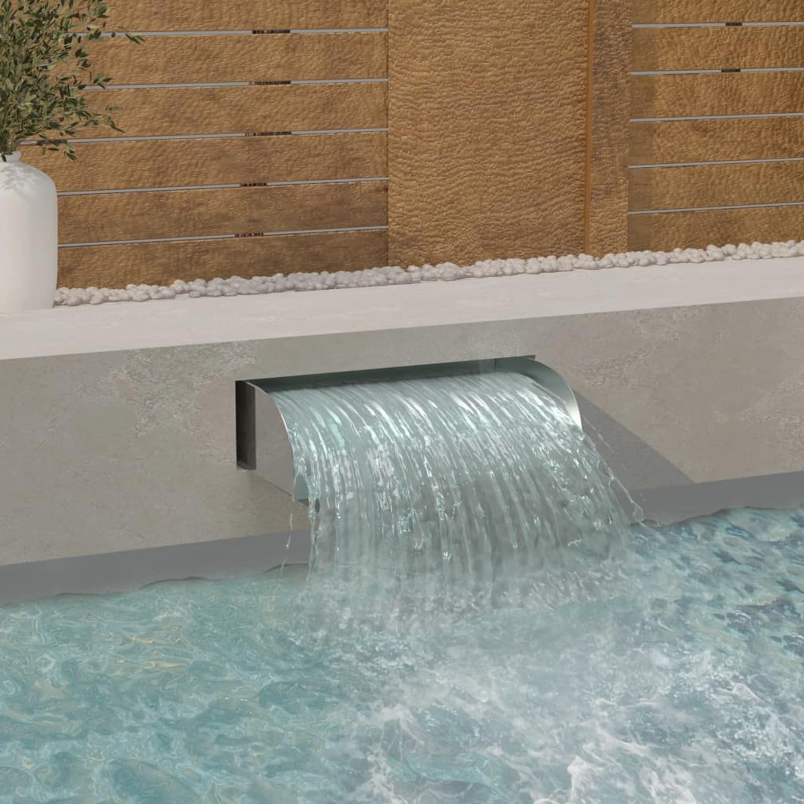 Rantry Cascata con LED 60x34x14 cm in Acciaio Inox 304, Mobili da Giardino, Decorazione da Mobili per Giardino Esterni