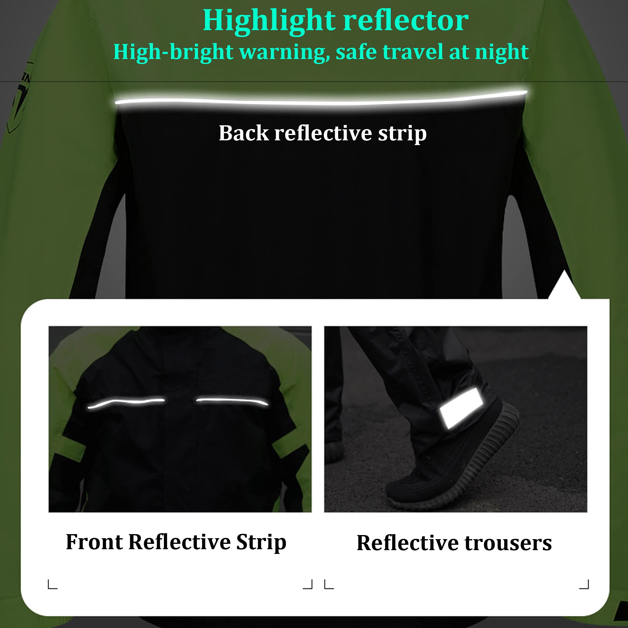 Herren Motorrad-Regenanzug, Wasserdichtes Regenbekleidungs-Set (Jacke und Hose) mit Warnreflektor für Motorrad-Radfahren Angeln