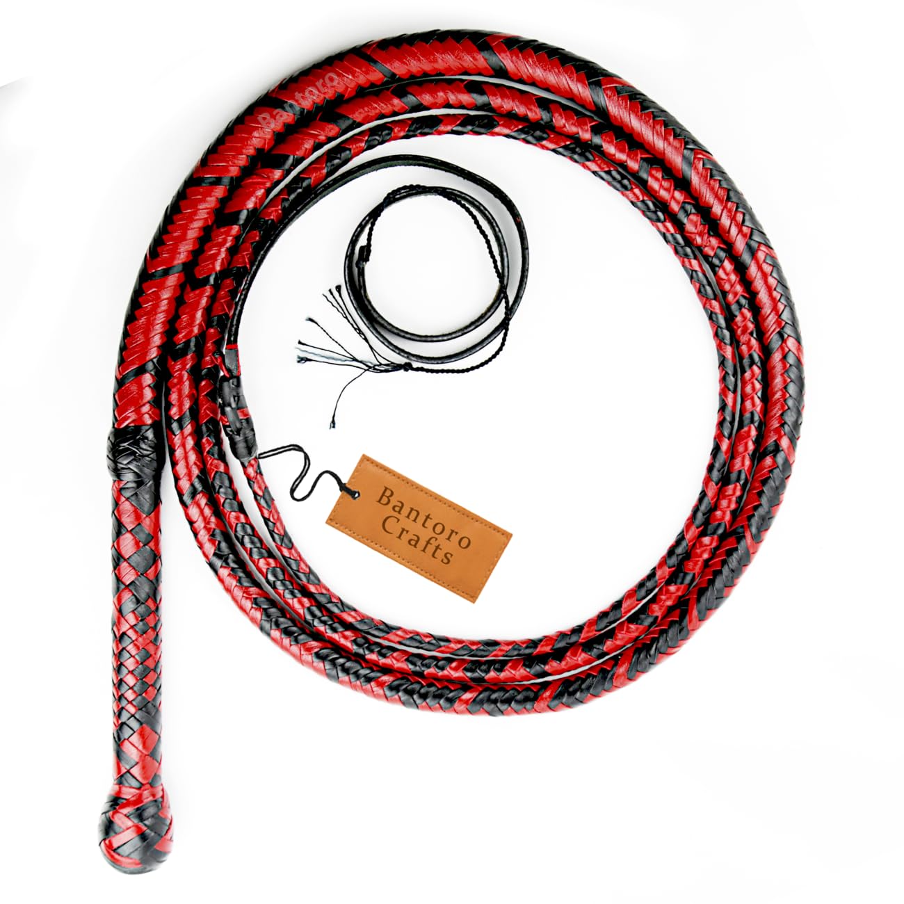Nero e Rosso Pelle di Canguro Whip Equestre Frusta di Toro Pelle Robusto la Frusta Belly & Leather Bolster 16 Trecce Fili Pelle Intrecciata Bullwhip Fruste e frustini