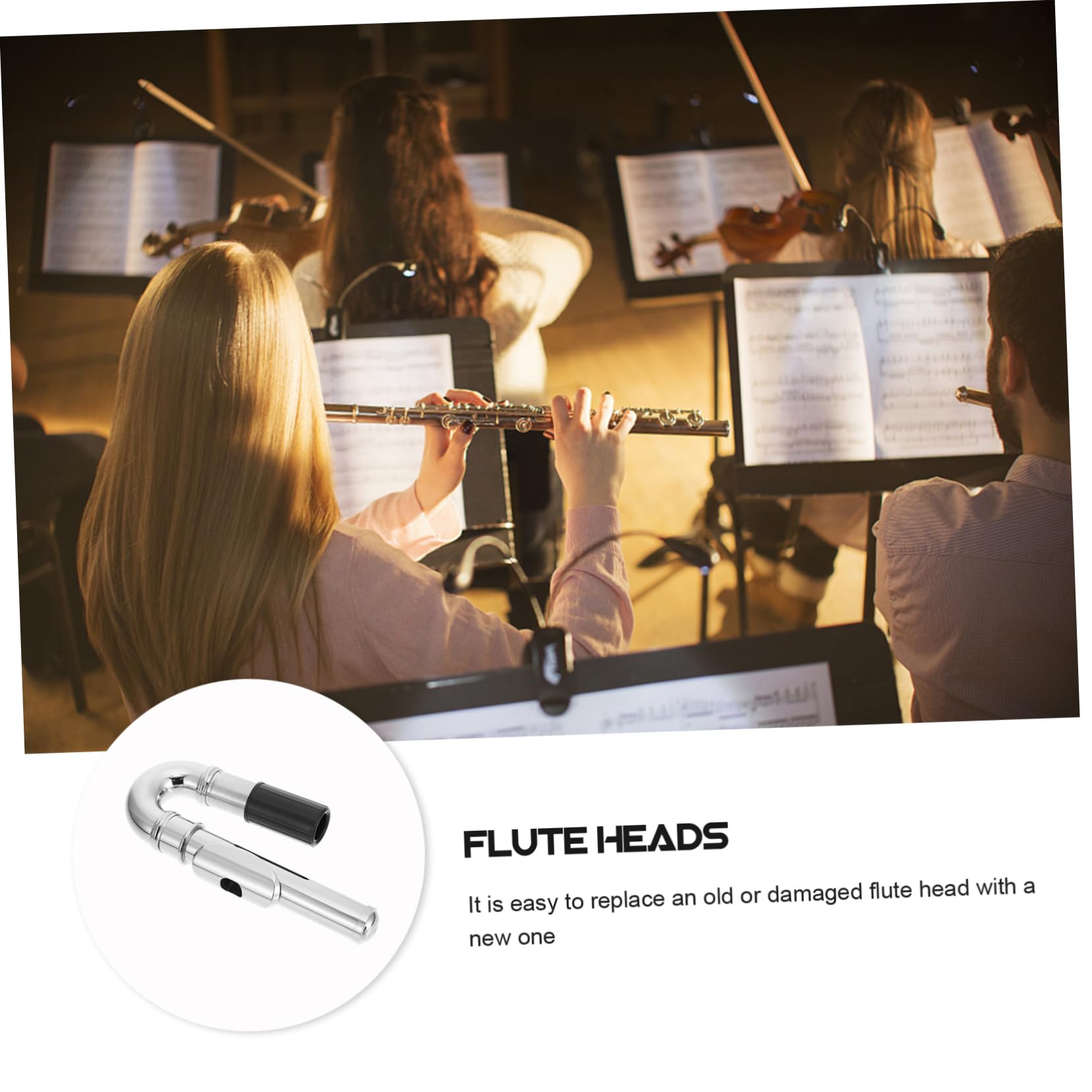 Gatuida Silbernes Flöten Ersatzkopf Mundstück Robustes Flötenzubehör für Querflöte Langlebiges Instrumententeil für Blasinstrumente