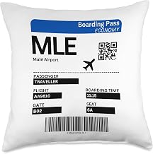 Boarding Ticket Maldives MLE Vacation Malé Airport Throw Pillow