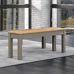 Banco em Madeira Maciça Cinza Lavado - 45 Alt X 105 Larg X 30,5 Prof - Bancos para Sala de Jantar, Móveis para Casa, Acabamento em Cera, Madeira Pinus Elliottis - PENSE DENTRO DA CAIXA