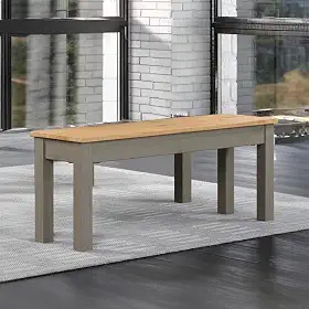 Banco em Madeira Maciça Cinza Lavado - 45 Alt X 105 Larg X 30,5 Prof - Bancos para Sala de Jantar, Móveis para Casa, Acabamento em Cera, Madeira Pinus Elliottis - PENSE DENTRO DA CAIXA