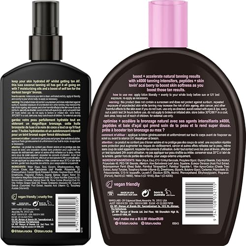Miniatura 2 de b.tan Kit de aceite de bronceado y loción para cama de bronceado UV | El mejor paquete de bronceador oscuro – Crema aceleradora de bronceado rápido,