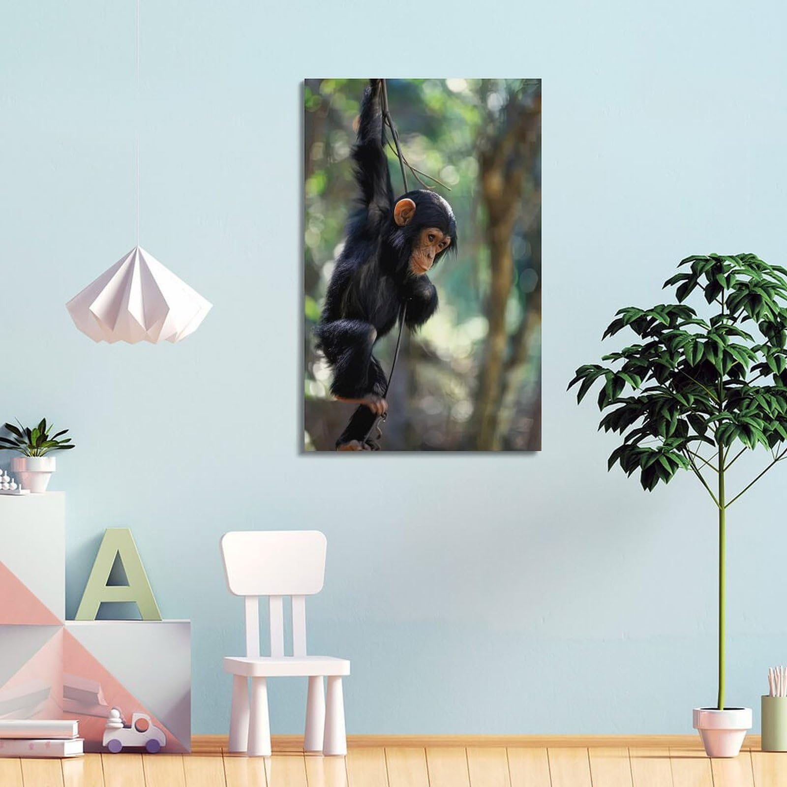 OKNGB Póster de animales de chimpancés jóvenes, cuadro decorativo en lienzo (40 x 60 cm)