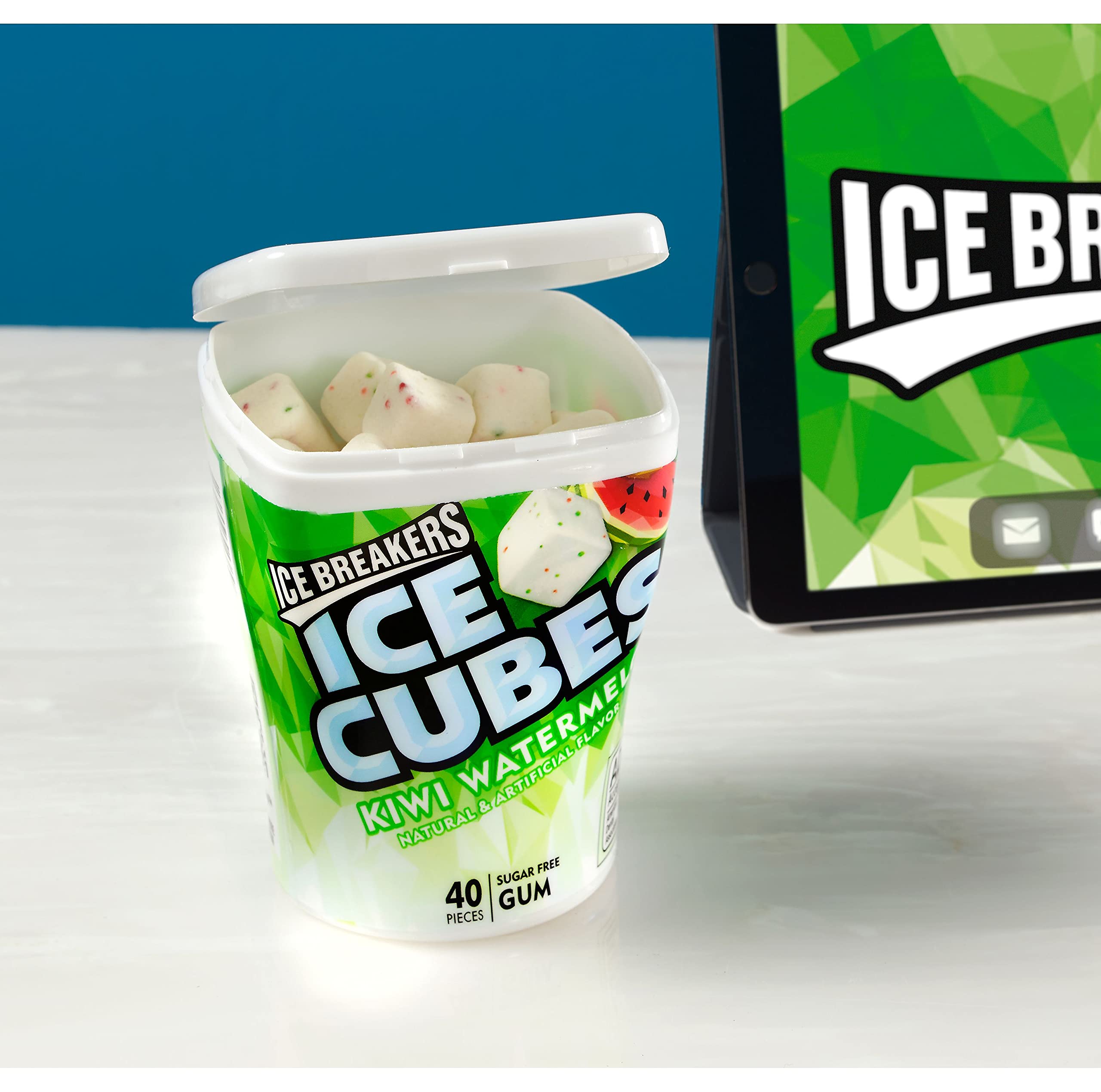 ICE BREAKERS ICE CUBES Kiwi Watermelon Flavored Sugar Free Chewing Gum