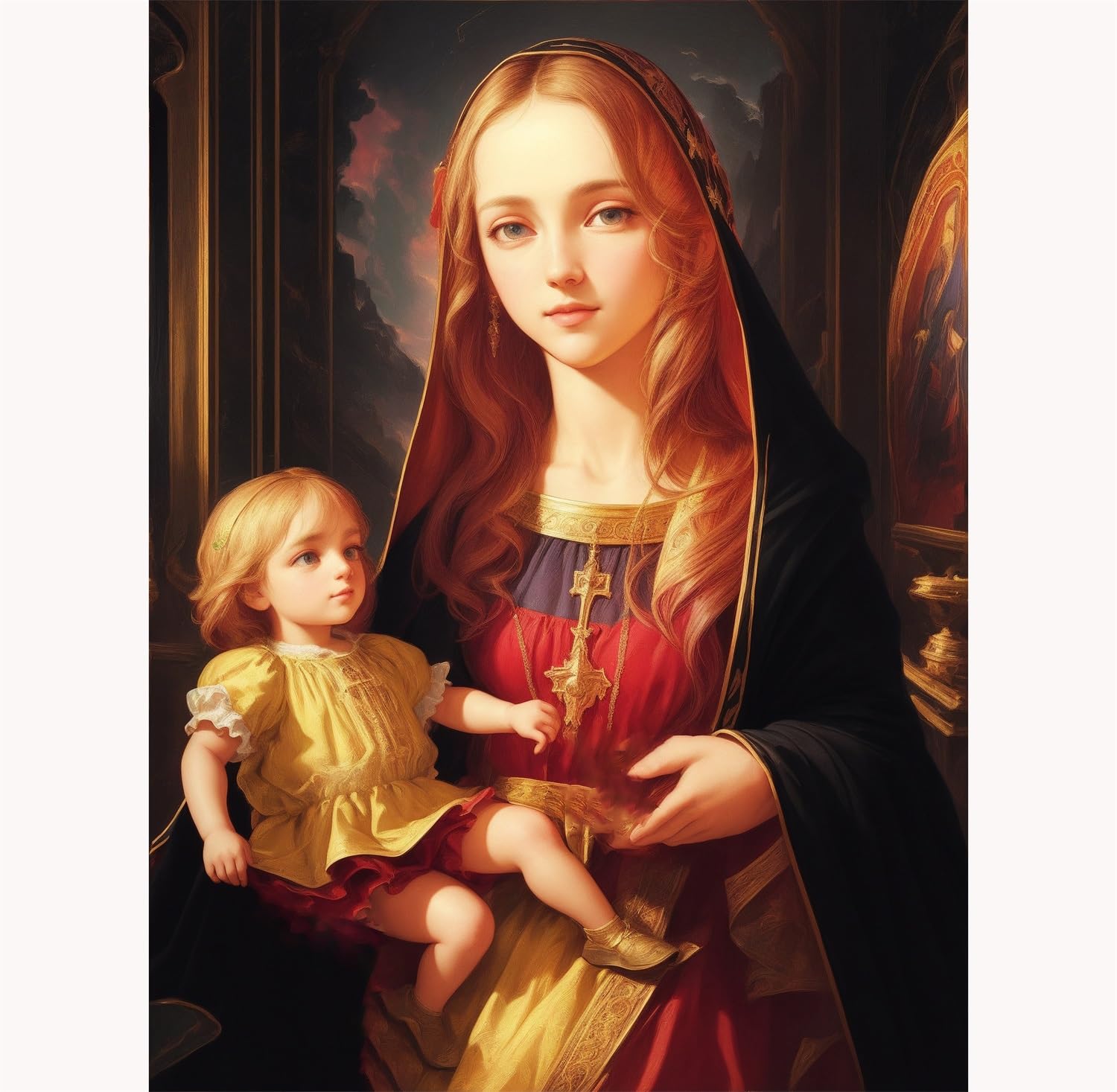 2000 Teile Erwachsenenpuzzle, Jungfrau zu Kind Puzzle, Puzzle Geschenk, Papierpuzzles 70x100cm