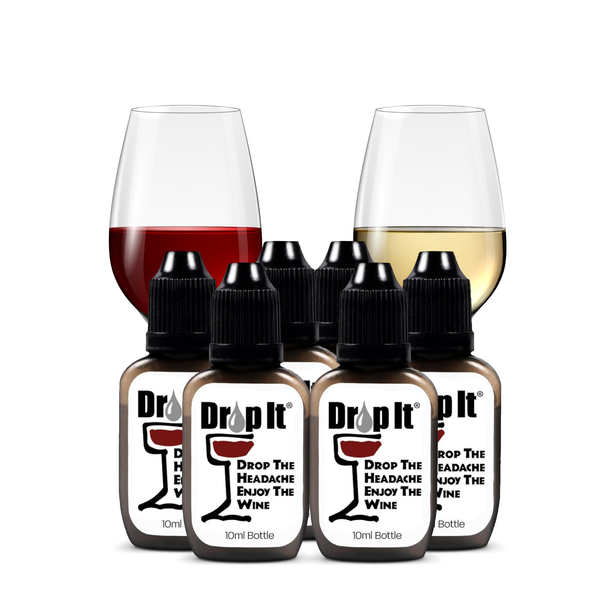 Drop It - Paquete de 6 gotas de vino, reduce naturalmente los sulfitos y taninos de vino, puede eliminar las sensibilidades del vino, alergias e histaminas, alternativa a la varita de vino, removedor